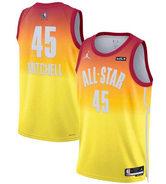 Men%27s 2023 All-Star #45 Donovan Mitchell Orange Game Swingman Stitched Basketball Jersey Dzhi->2023 all star->NBA Jersey